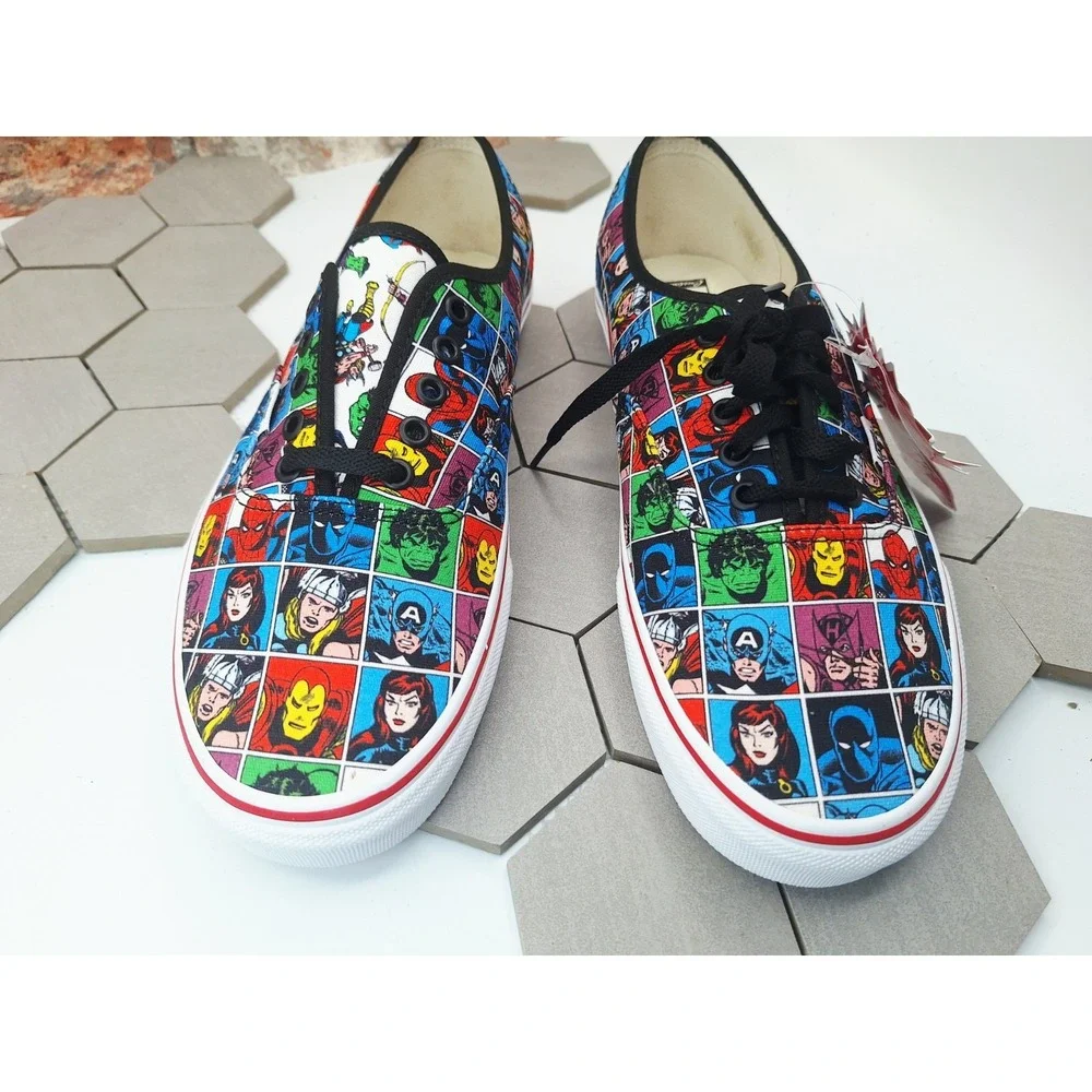 Vans Authentic Marvel Avengers Heads Comic Print Mens 11 Rare 2018 Spiderman LX - Picture 4 of 16